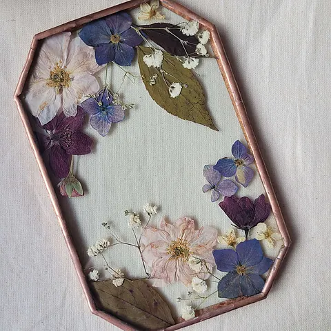 Floral Medley Real Pressed Flower Frame with Wooden Stand